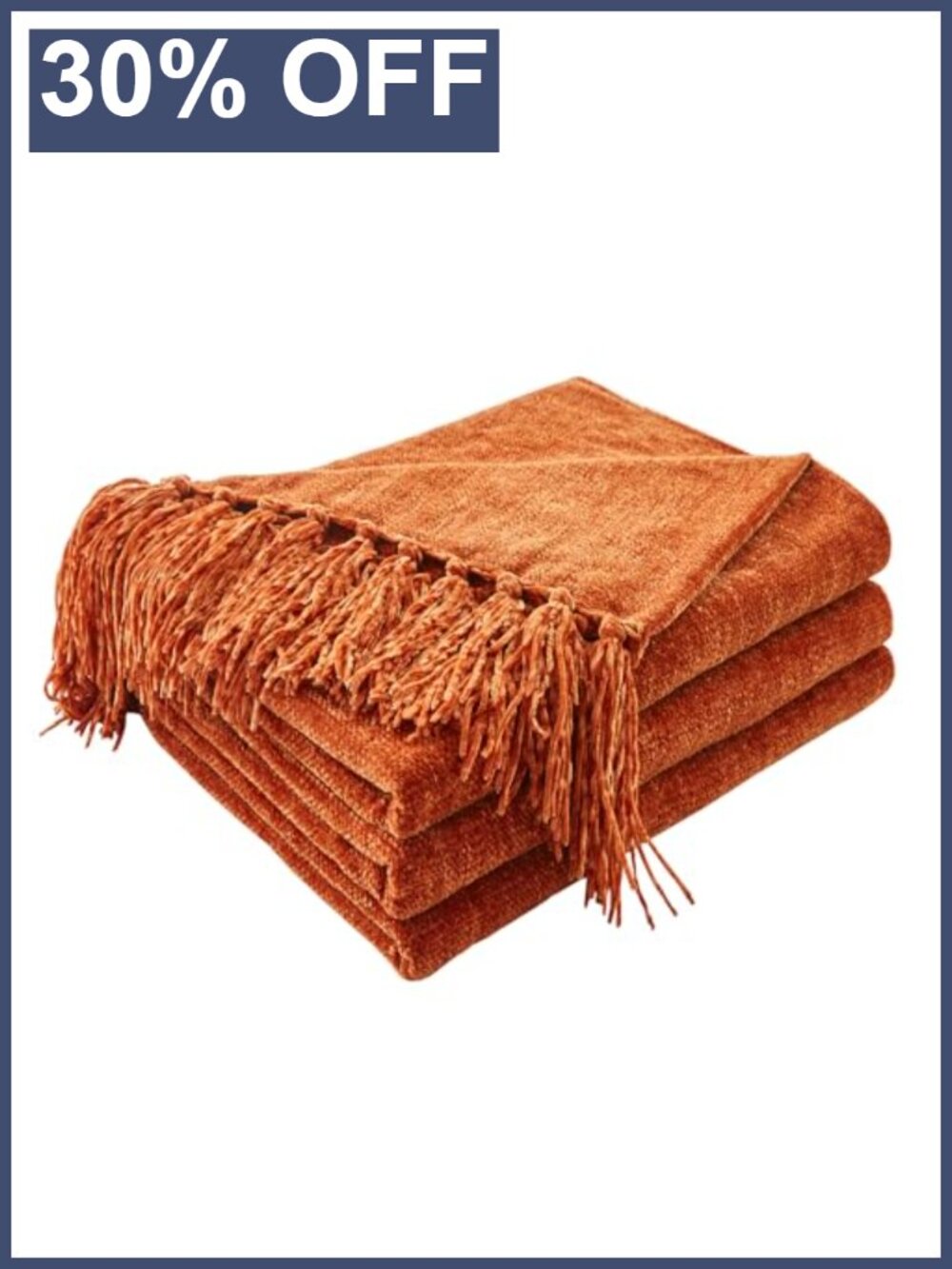 Chenille Throw Blanket Fringe 50x60 Cozy Decorative